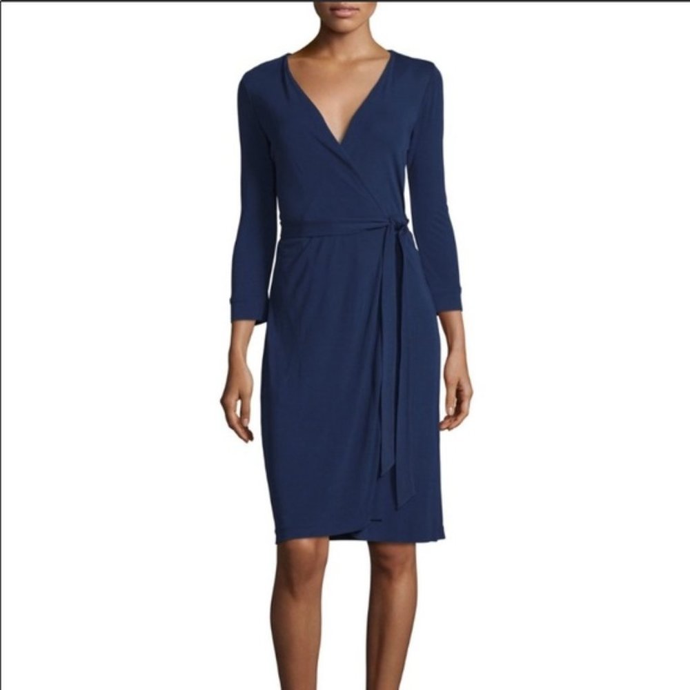 Diane von Furstenberg Julian Matte Jersey Wrap Dress, Midnight Navy Size 2 NWOT